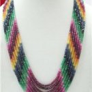 Handcrafted Ruby,sapphire & emerald gemstone necklace