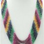 Handmade sapphire,ruby & emerald bead gemstone string