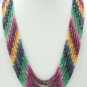 Handmade sapphire,ruby & emerald bead gemstone string