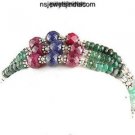 Stunning Natural Ruby Gemstone Beads Silver Bracelet