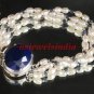 Pearl and sapphire beads gemstone with silver bracelet