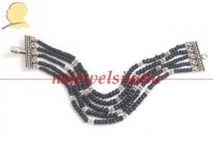 5 strand natural sapphire gemstone & silver bracelet