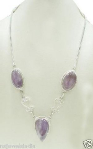 33.16 gm Designer Amythist Gemstone Silver Necklace