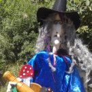 Gothic Witch, Cat, Pumpkin, wood kettle. Soft sculpture dolls. OOAK