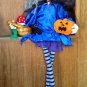 Gothic Witch, Cat, Pumpkin, wood kettle. Soft sculpture dolls. OOAK