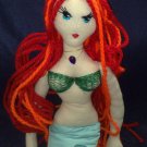 Marry the Redheaded Mermaid Princess, OOAK Doll, Primitive Folk Art