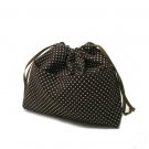 Yukiko Sato D1 Mod Choco Brown Dots of Drawstring TESAGE Purse Organizer, lined in water-proof micro