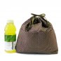 D2 Mod Choco Brown Dots of Drawstring Kinchaku TESAGE Purse Organizer, lined in water-proof micro
