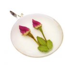 On SALE! Sterling Silver .925 Pressed 2 Rose Bud Dried Real Flower Pendant Head $38 Cream