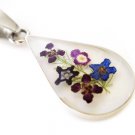 On SALE! Sterling .925 Silver Pressed White Tear DROP Real Dried Flower Pendant Head Valued $38 NEW