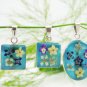 On SALE! Sterling Silver .925 Pressed Sky Blue Square Real Dried Flower Pendant Head Valued $38 New