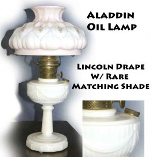 Aladdin Oil Lamp Lincoln Drape W Rare Matching Shade