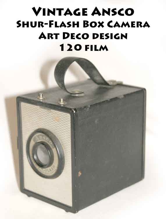 Vintage Ansco ShurFlash Box Camera Art Deco design 120 film