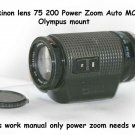 Rokinon lens 75 to 200 Power Zoom Auto MC Olympus mount