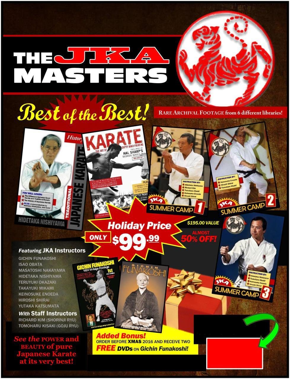 VD9901P  Japan Karate Assoc JKA Holiday Gift Set 7 DVDs + T-Shirt + Textbook $195 Value!