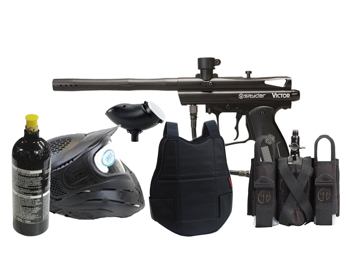 DXP0002P Classic Paintball Spyder Gun Set 20oz tank, goggles, loader