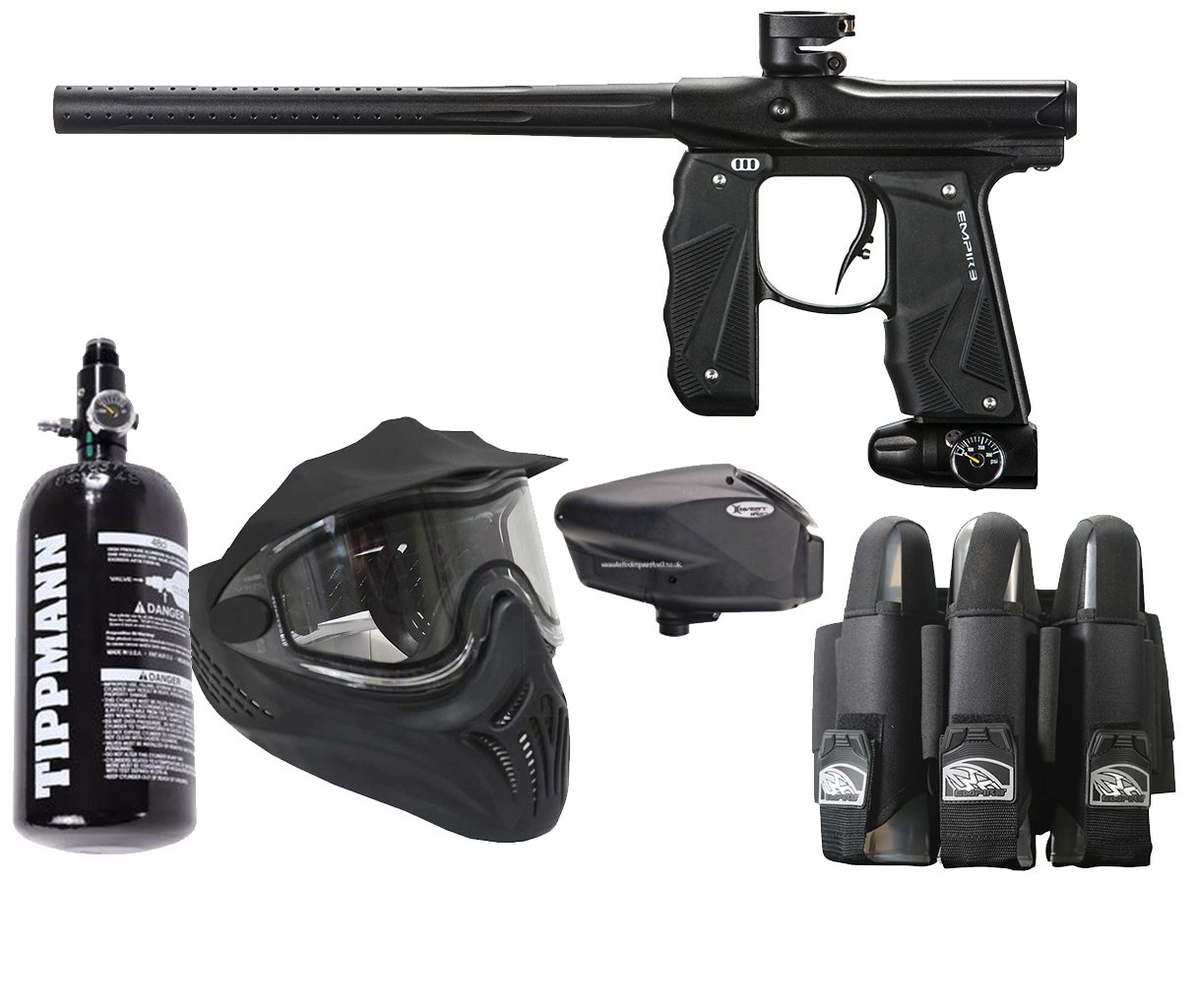 DXP0005P Electronic Empire Mini GS Paintball Gun Set HPA tank, goggles, loader, harness