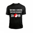 AT1400A-M  Wing Chun Pak Sao Academy Black tee chinese kung fu martial arts shaolin