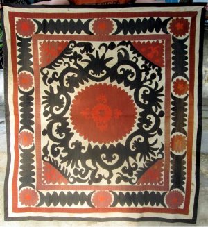 Vintage Uzbek Samarkand Suzani hand embroidered