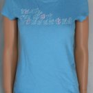 OLD NAVY CUTE BLUE NOT INTERESTED LOGO TUNIC TOP Sz S