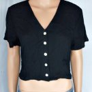 Putumayo Black Rayon Crinkled Cropped Blouse Shirt Sz S