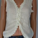 Lux Anthropologie Ivory Tie Up Tank Top Shirt Sz L