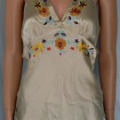 Arden B Pretty Gold Silk Embroidered Halter Top Sz S