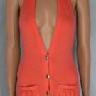 Finesse Sexy Cleavage Low Plunge Halter Tunic Top Sz S