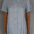 Kathy Ireland Blue Gingham Summer Maternity Shirt Sz M