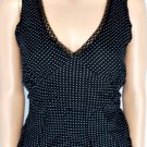 Louben Black Polka Dot Dressy Tank Top Shirt Sz 2 S