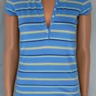 Aeropostale Summer Preppy Blue Striped Polo Shirt Sz S