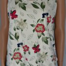Mountain Lake Cream Floral Stretch Tank Top Shirt Sz L