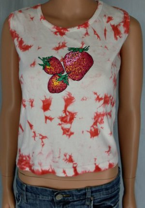 Passport Cute Red Tie Dye Wild Strawberry Tank Top Sz M