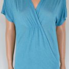 Mossimo Trendy Blue Gauzy Draping Tunic Top Shirt Sz S