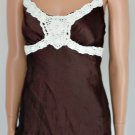 Forever 21 Silky Brown Crochet Evening Cami Shirt Sz S