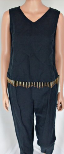 NWT Finity Black Linen Silk Tank Top & Capri Pants Sz 4