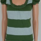 Next Era Cute Trendy Green Striped Tunic Top Shirt Sz S