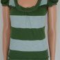 Next Era Cute Trendy Green Striped Tunic Top Shirt Sz S