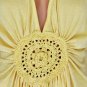 Summer Yellow Crocet Ruched Empire Grecian Top Sz L