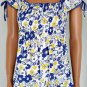 Fang Mod Floral Smock Empire Babydoll Peasant Top Sz S
