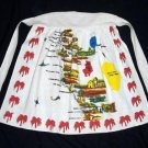 Vintage Unused 50`s Cailifornia Heavy Cotton Spanish Missions Souvenier APRON w/Palm Trees~Ex