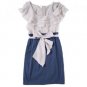 FINAL SALE Ruffled Pencil Gray Blue Bow Dress Size Medium