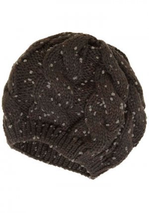 FINAL SALE Charcoal Gray Speckled Cable Beret Hat
