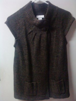 FINAL SALE Petite Sophisticate Marled Brown Wrap Sweater Vest Size Small