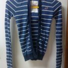 FINAL SALE AUTH Hollister Blue White Striped Hooded Sweater Size XS