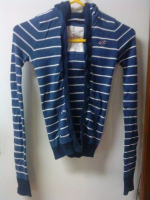 FINAL SALE AUTH Hollister Blue White Striped Hooded Sweater Size XS