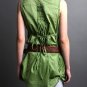 FINAL SALE Chiffon Ruffle Button Front Tunic Dress in Olive Green Size Small