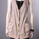 FINAL SALE NEW Cocoa Sheer Snap Button Sleeveless Vest Size Small