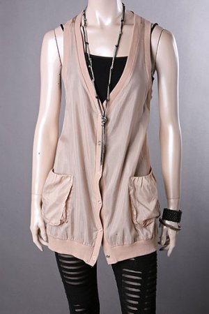 FINAL SALE NEW Cocoa Sheer Snap Button Sleeveless Vest Size Small