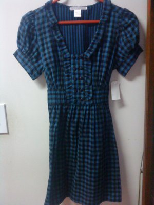 Charlotte Russe Teal Black Plaid Ruffled Dress Size Small